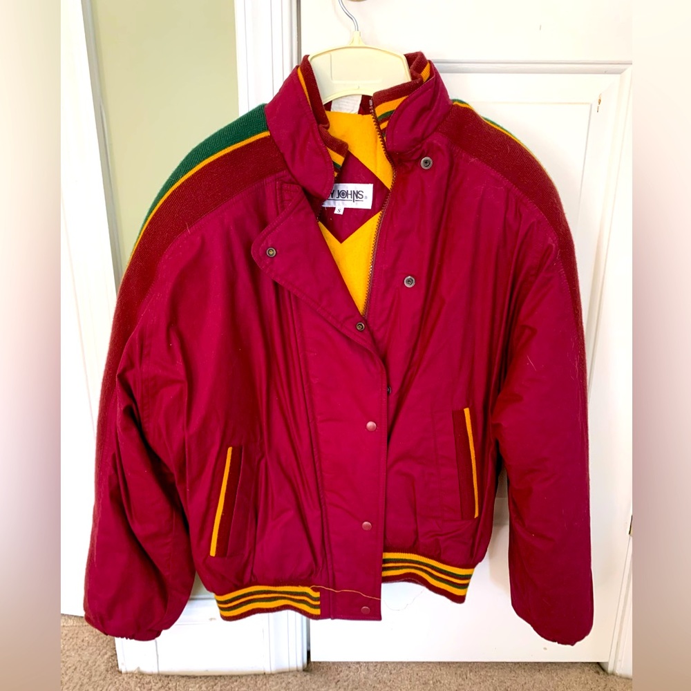 Vintage Andy John’s Burgundy Bomber Jacket